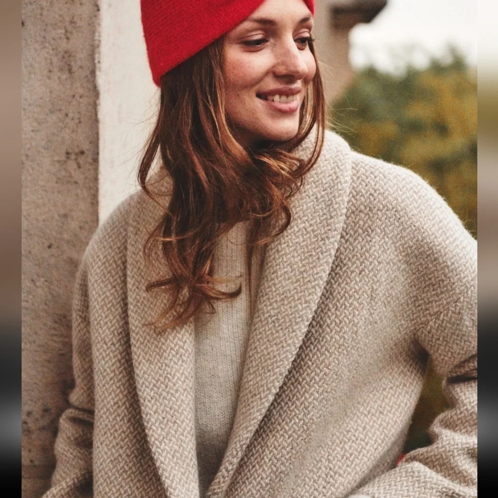 Sezane Bow 100% Wool Short Coat - Picture 3 of 9